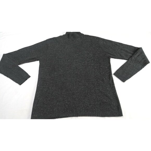 Claiborne Sweater Mens Sz M Dark Gray Ribbed Long Sleeve High Neck - Picture 1 of 13